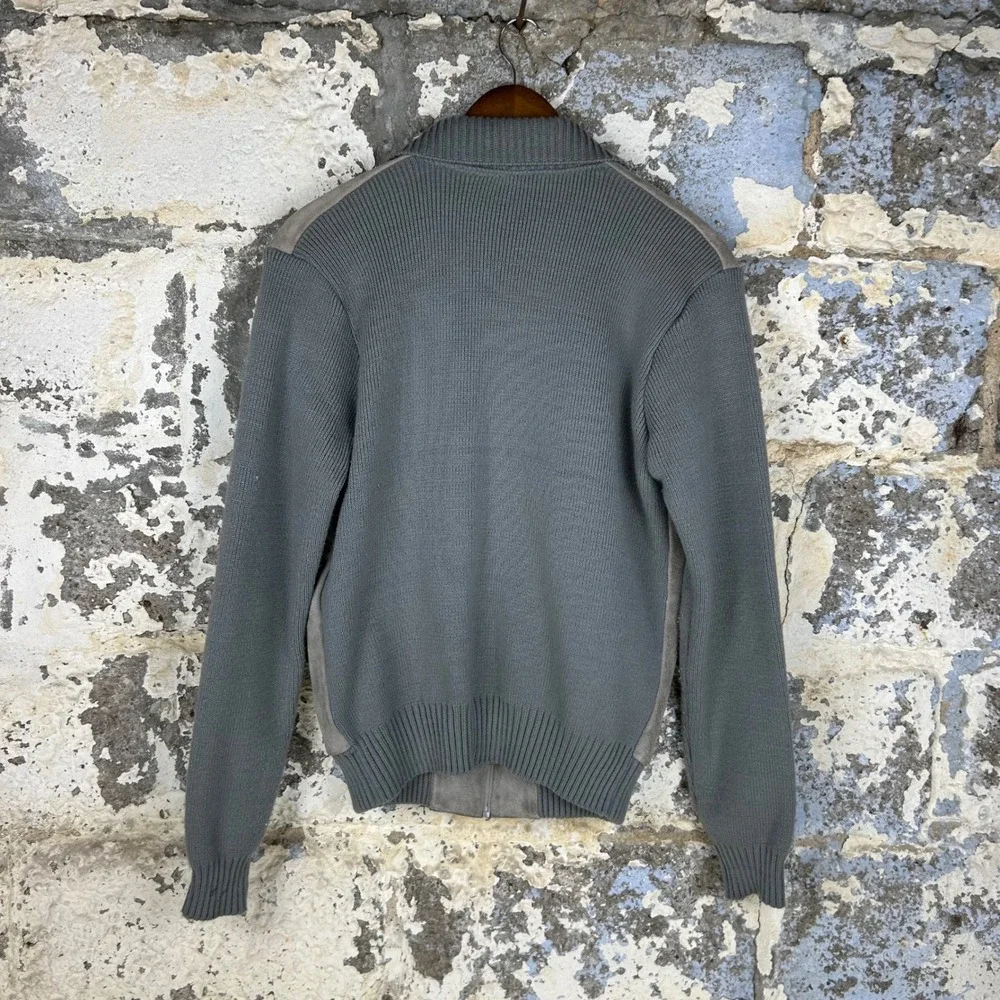 Vintage Coronet Casuals Suede Leather Knit Bomber Jacket Gray Mixed Media Mens L